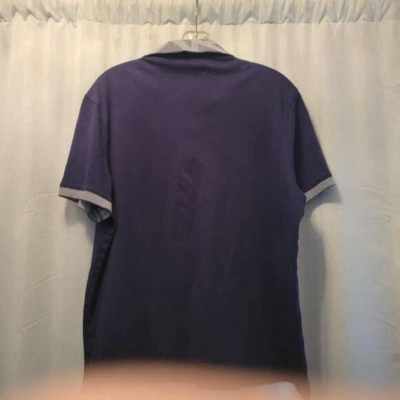 Michael Kors Mens Polo Shirt Navy Blue Large Cotton Blend Short Sleeve Embroider - Picture 3 of 8